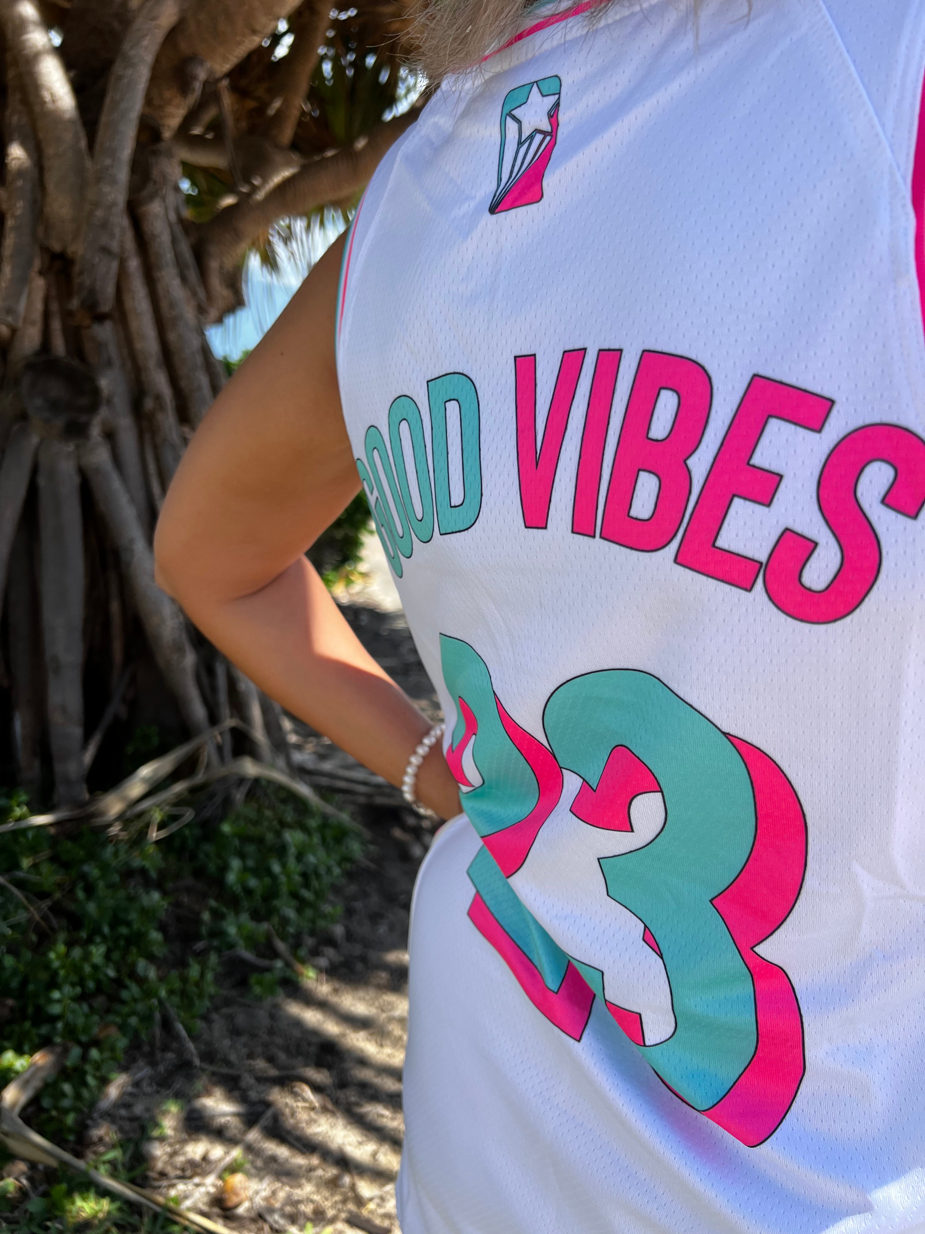 GOOD VIBES JERSEY WHITE/PINK/TEAL