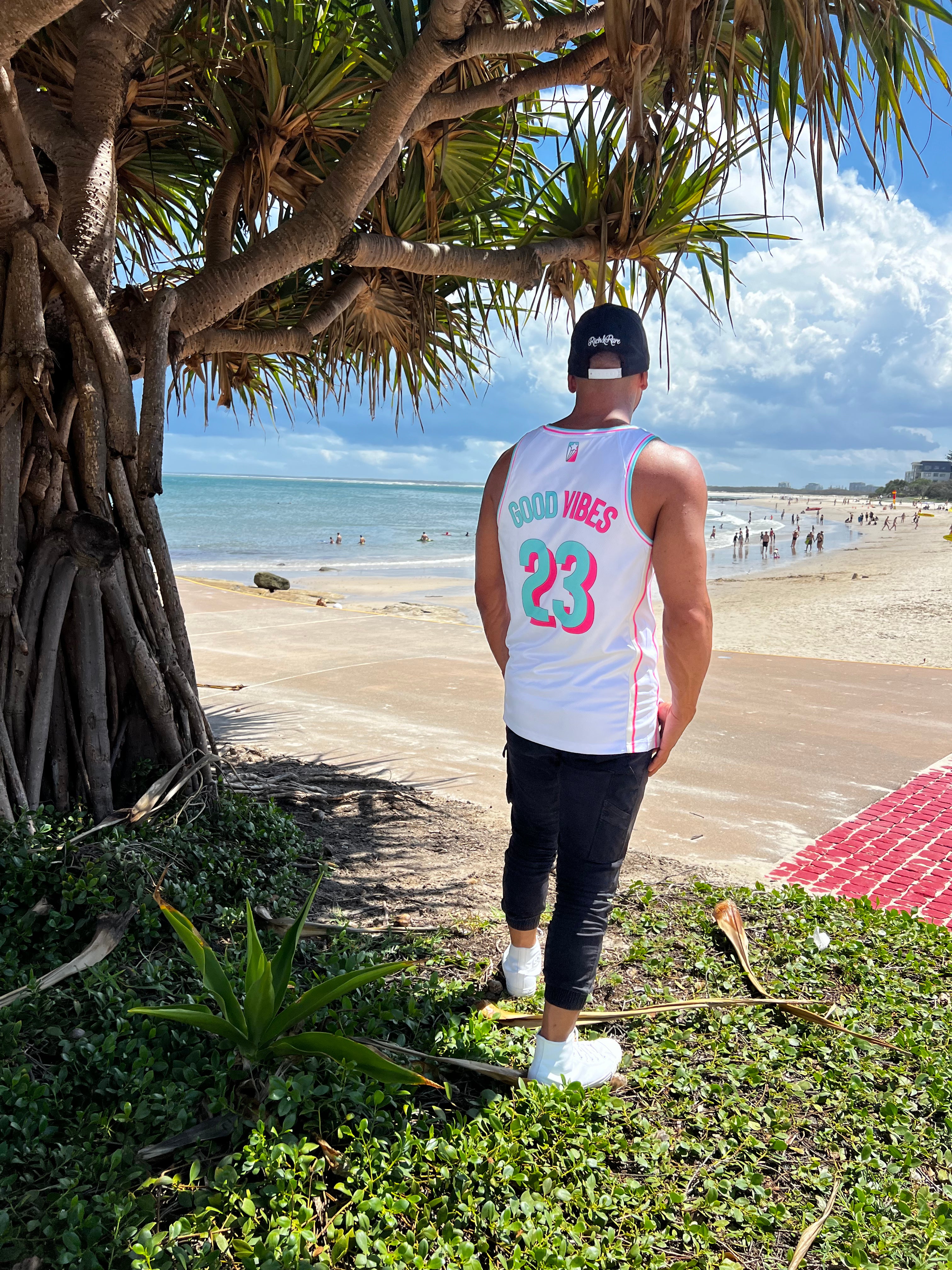 GOOD VIBES JERSEY WHITE/PINK/TEAL