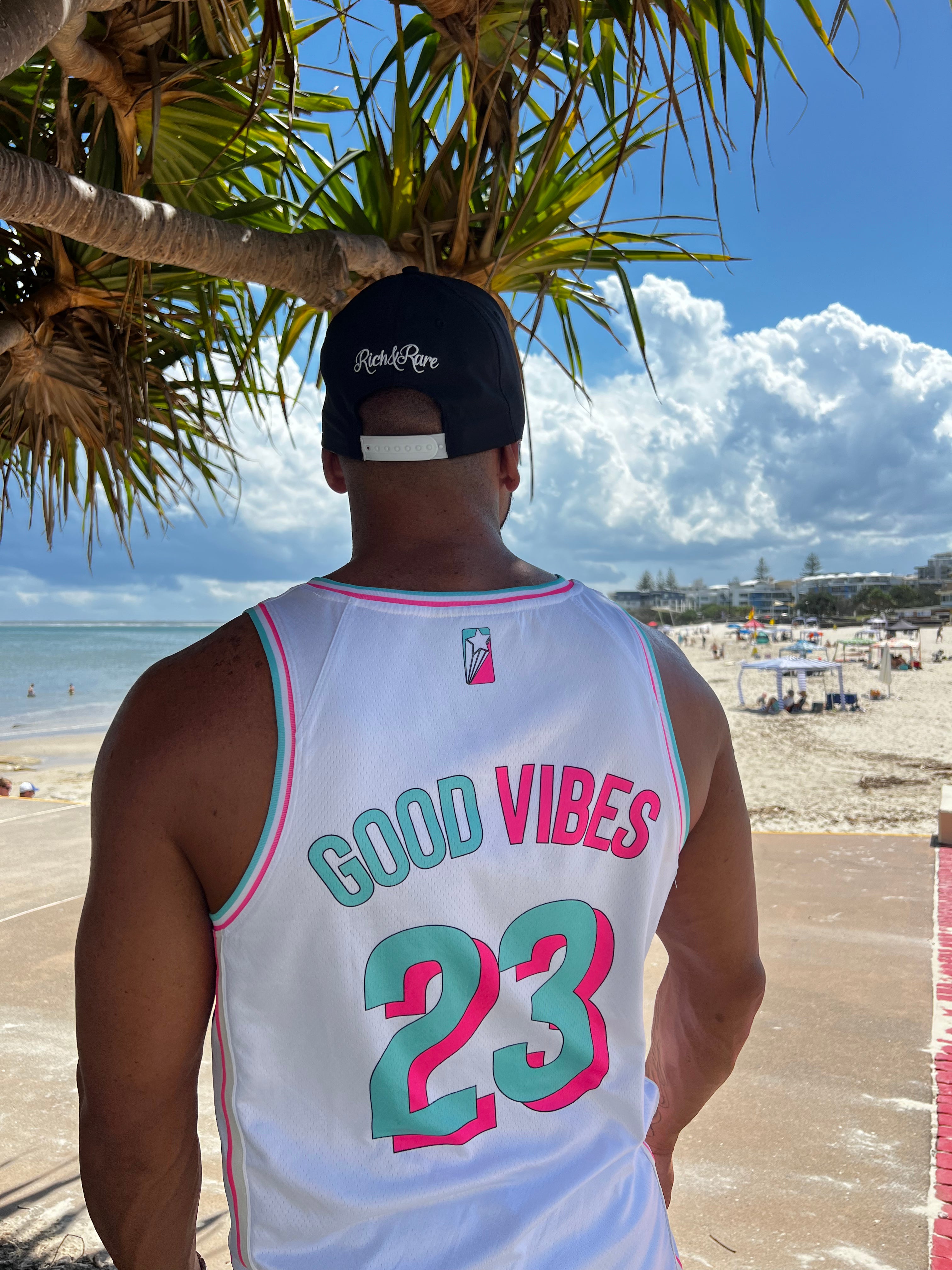 GOOD VIBES JERSEY WHITE/PINK/TEAL