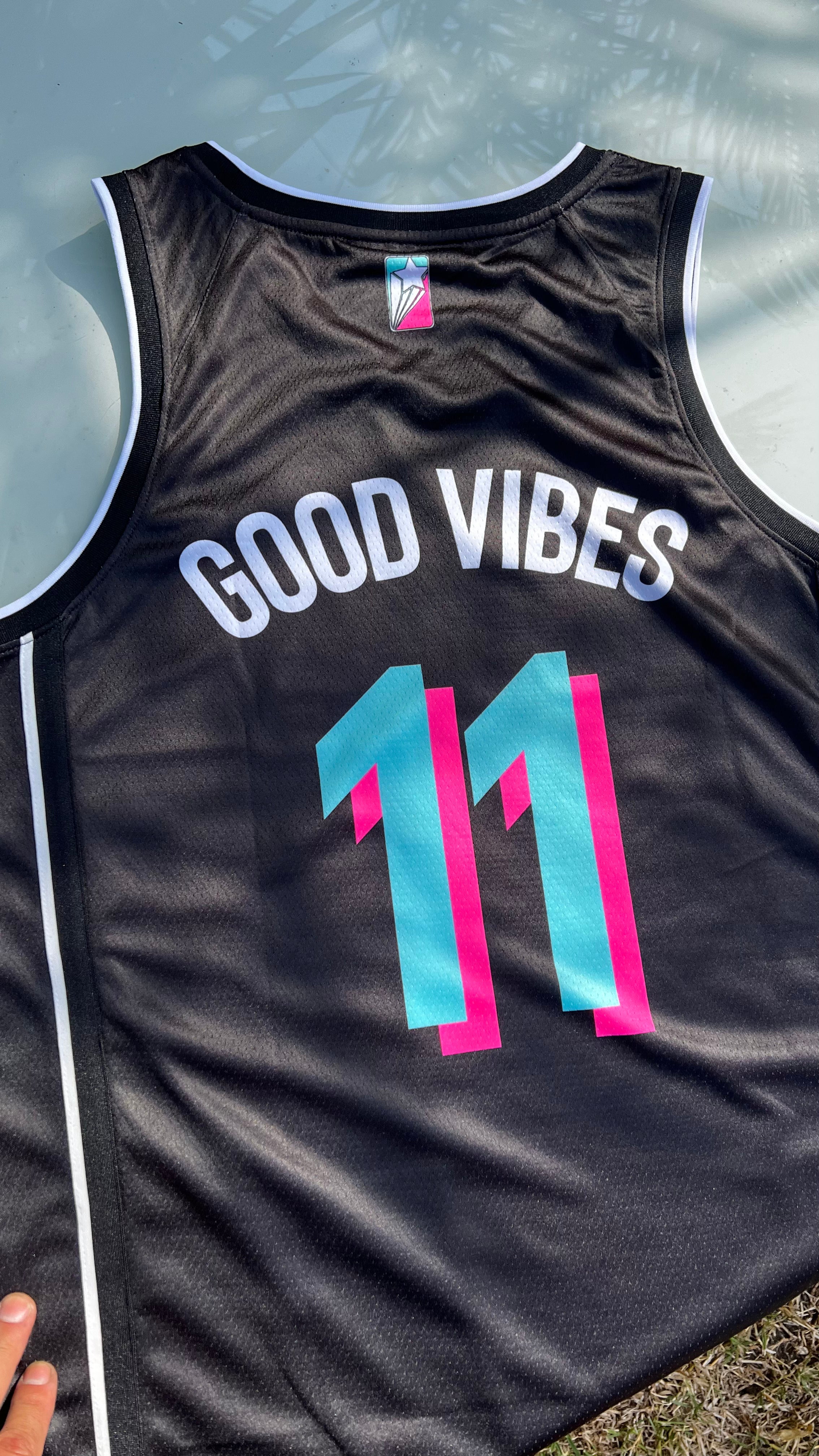 GOOD VIBES JERSEY BLACK/PINK/TEAL