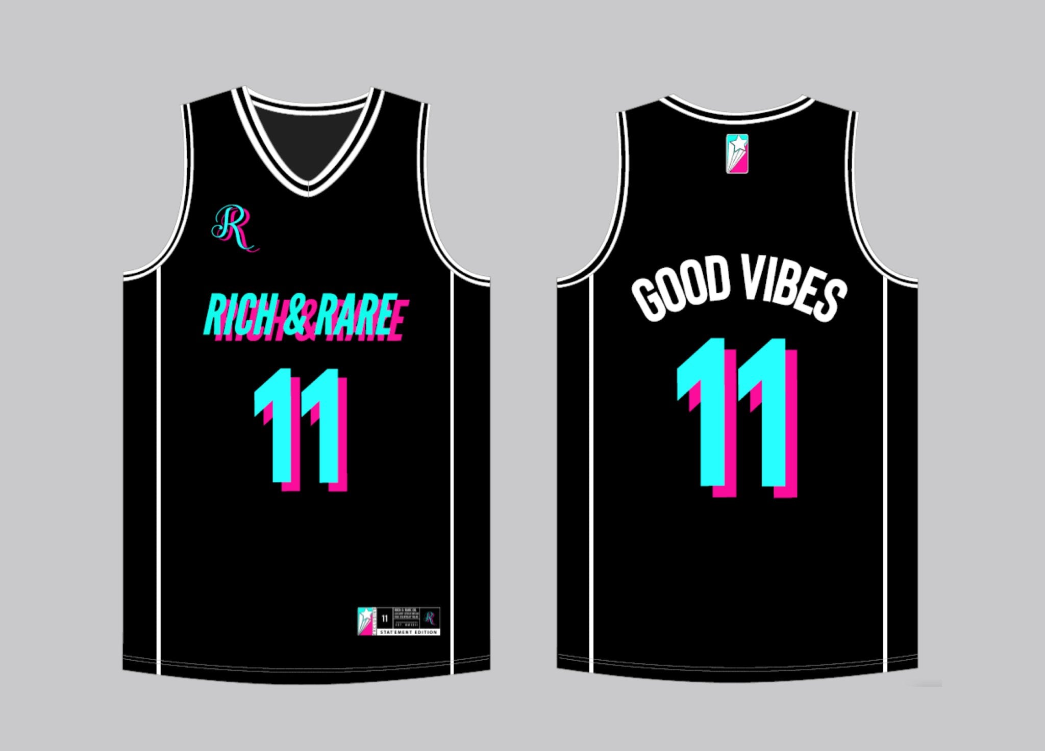 (PRE-ORDER) GOOD VIBES JERSEY BLACK/PINK/TEAL - Rich & Rare