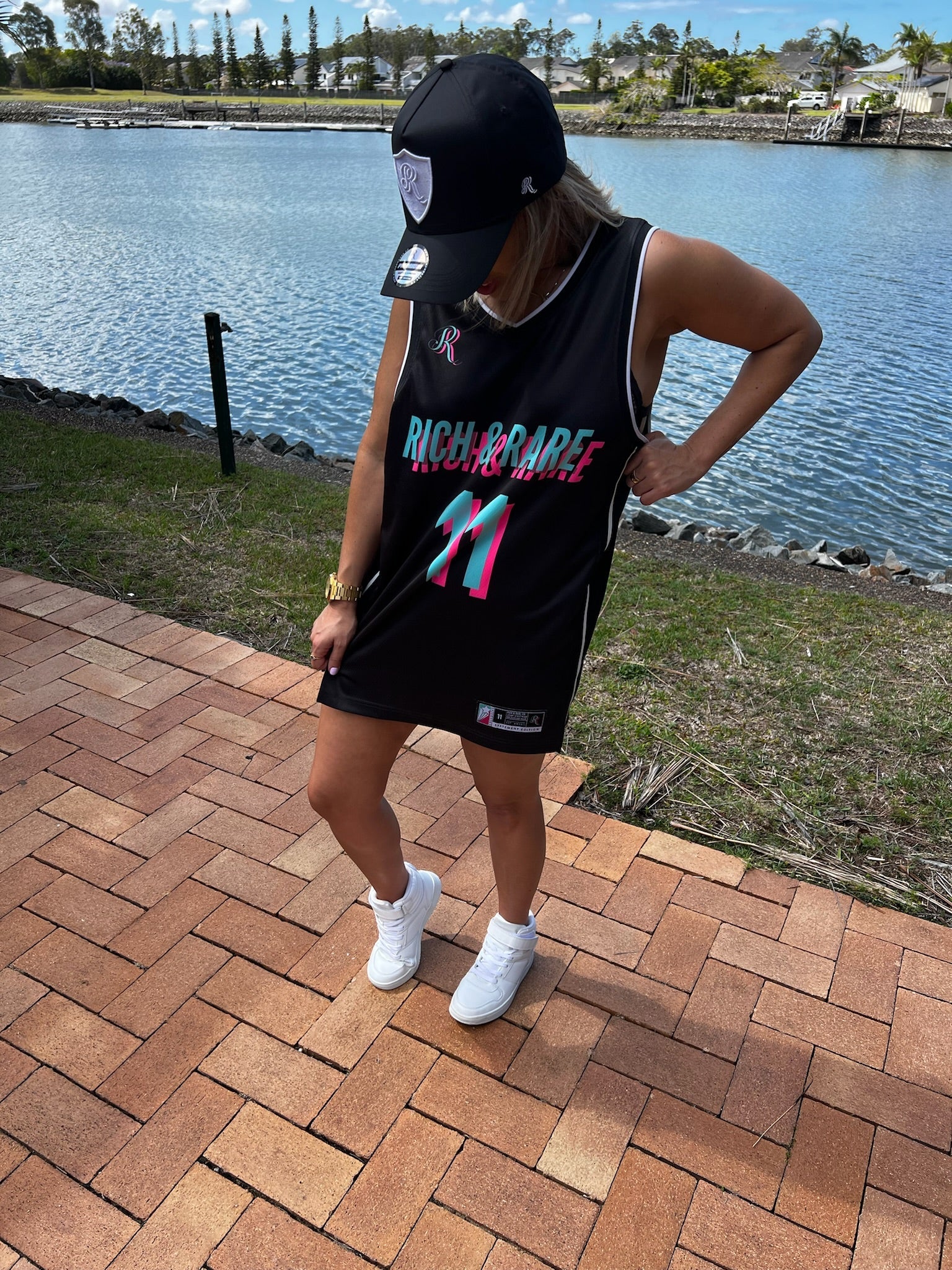 (PRE-ORDER) GOOD VIBES JERSEY BLACK/PINK/TEAL - Rich & Rare